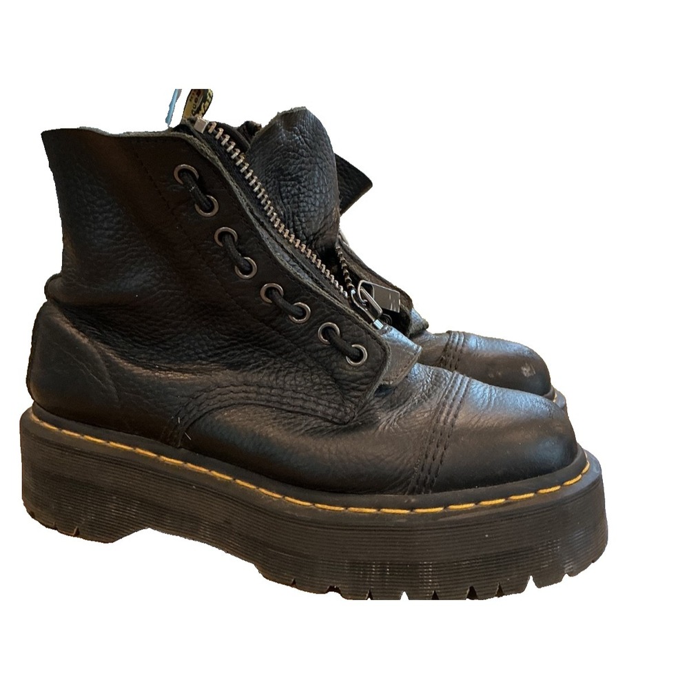 Dr. Martens Womens Sinclair Milled Nappa Leather Platform Boots Black Zip US 9